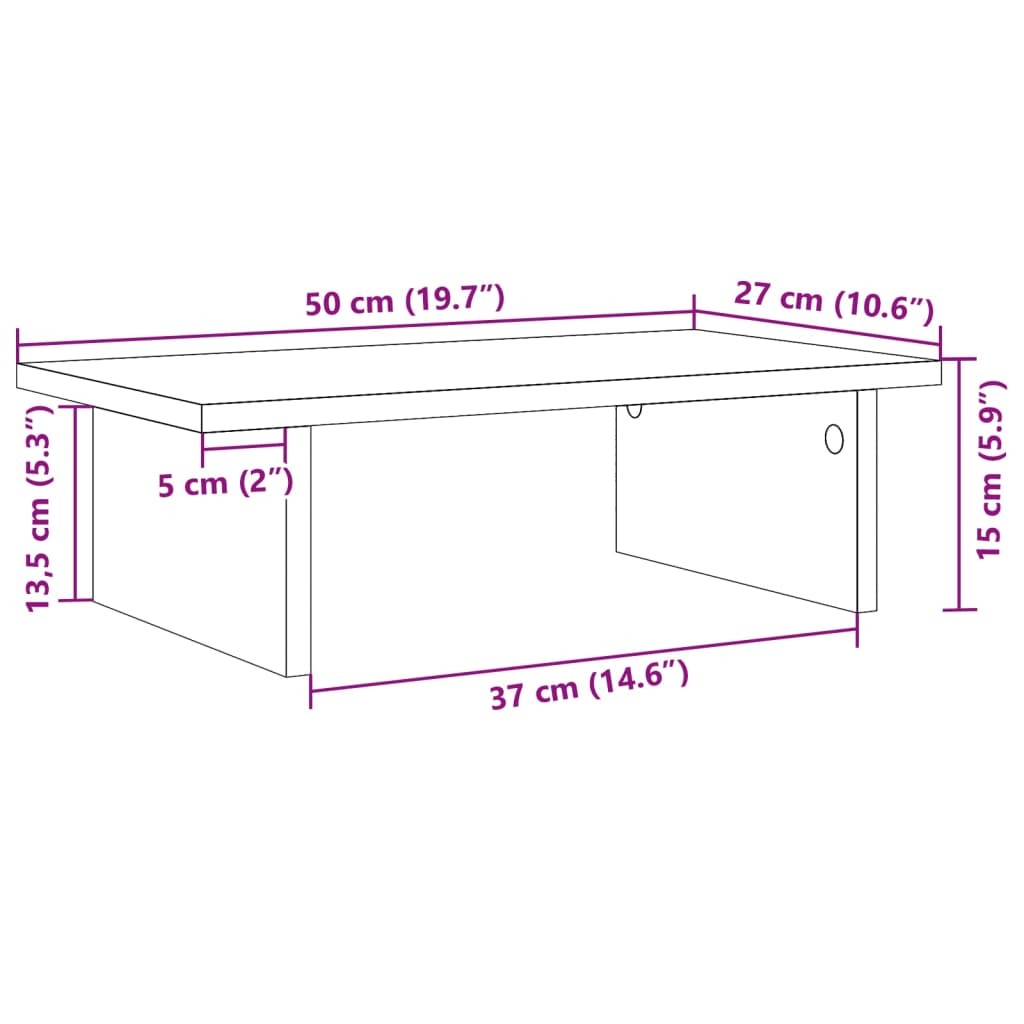 vidaXL Monitor Stand Sonoma Oak 50x27x15 cm Engineered Wood