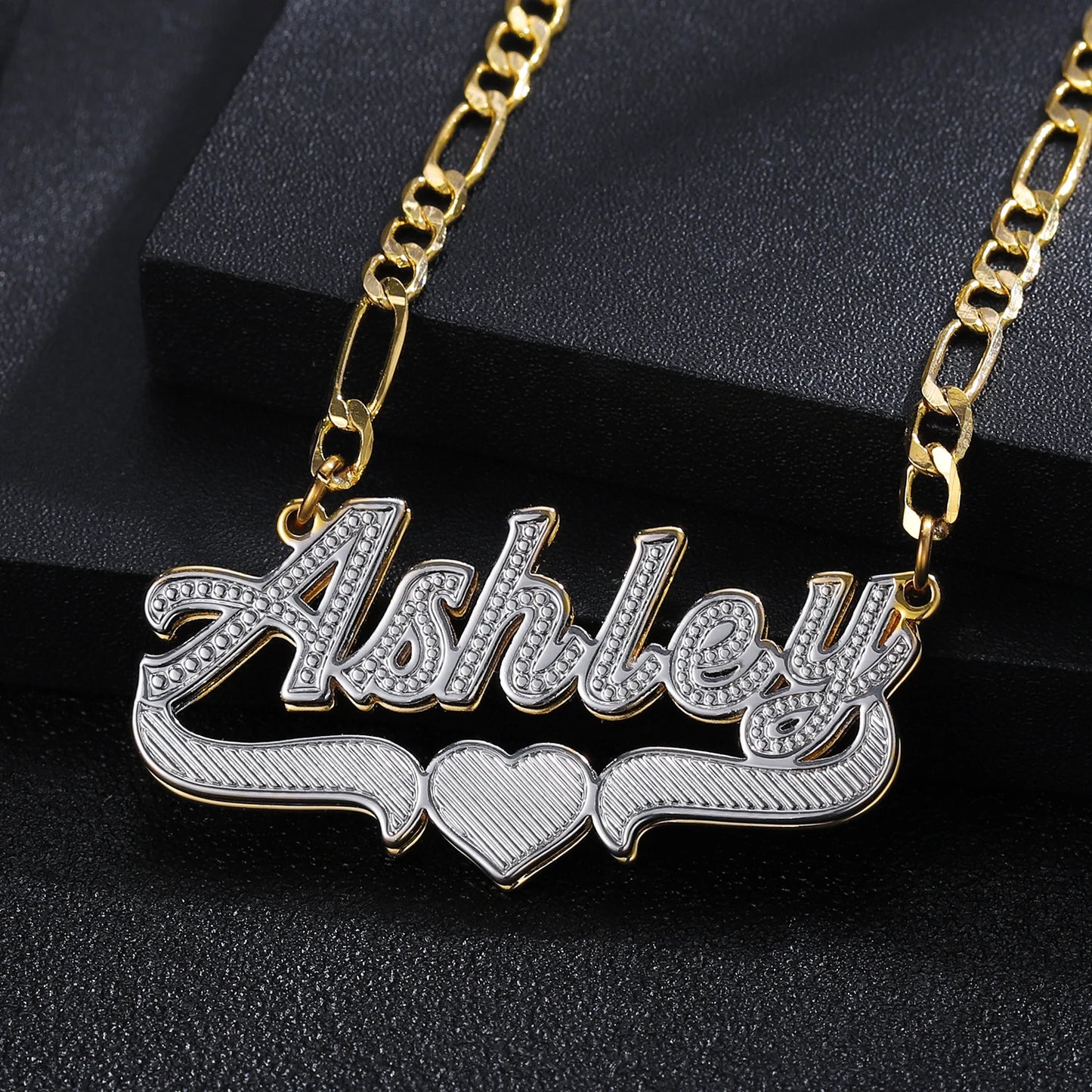 Customized Name Necklace Double 18K Gold Plated Nameplate 3D Necklace Personalized Choker Women Double Layer Name Necklace Gifts