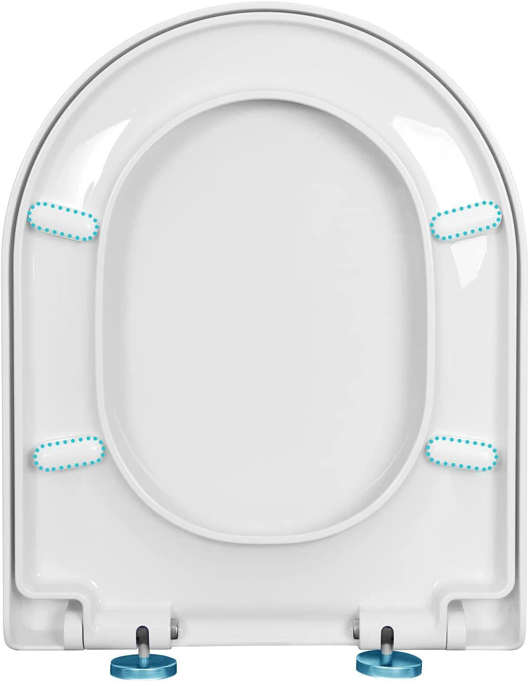 Toilet Seat Soft Close White Top D Shape Quick Release Fixing Hinges Bathroom UK