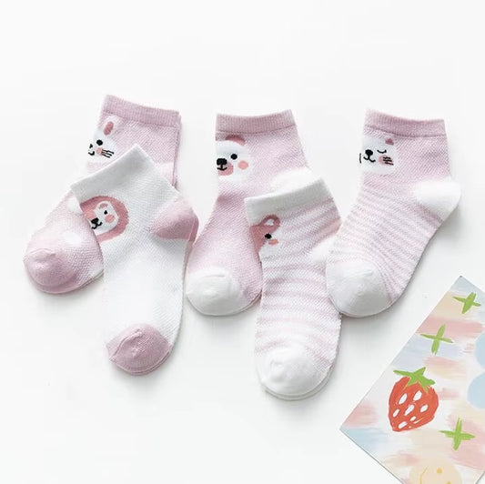 5Pairs/Lot Summer Mesh Breathable Baby Socks Newborn Cartoon Sock for Girls Boys Baby Clothes Accessories