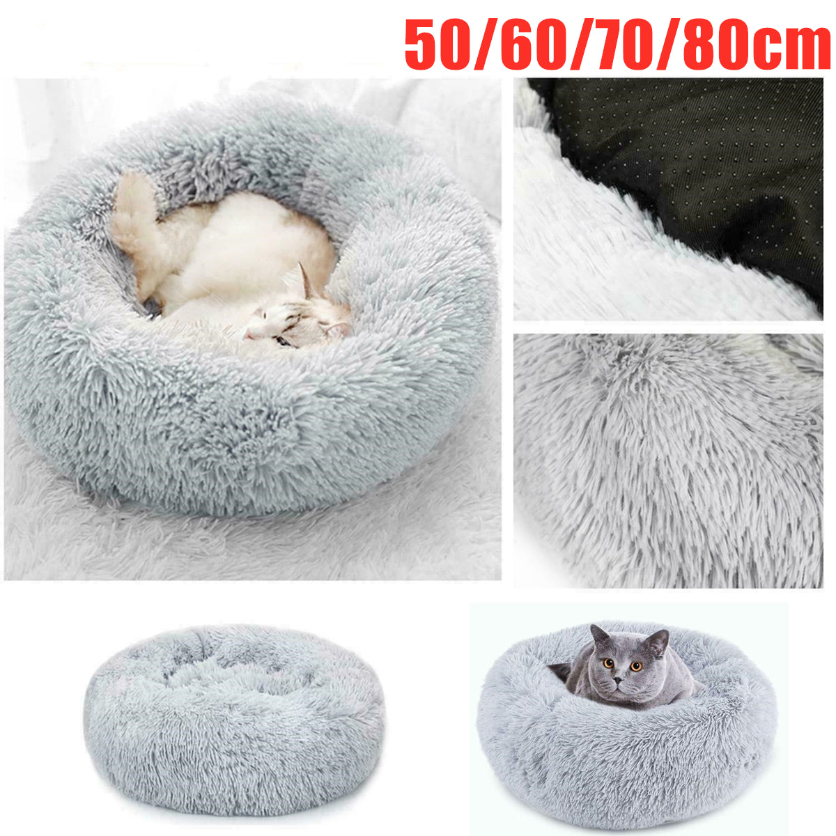 Extra Large Dog Cat Pet Calming Bed Comfy Fluffy Donut Dog Beds round Soft Plush