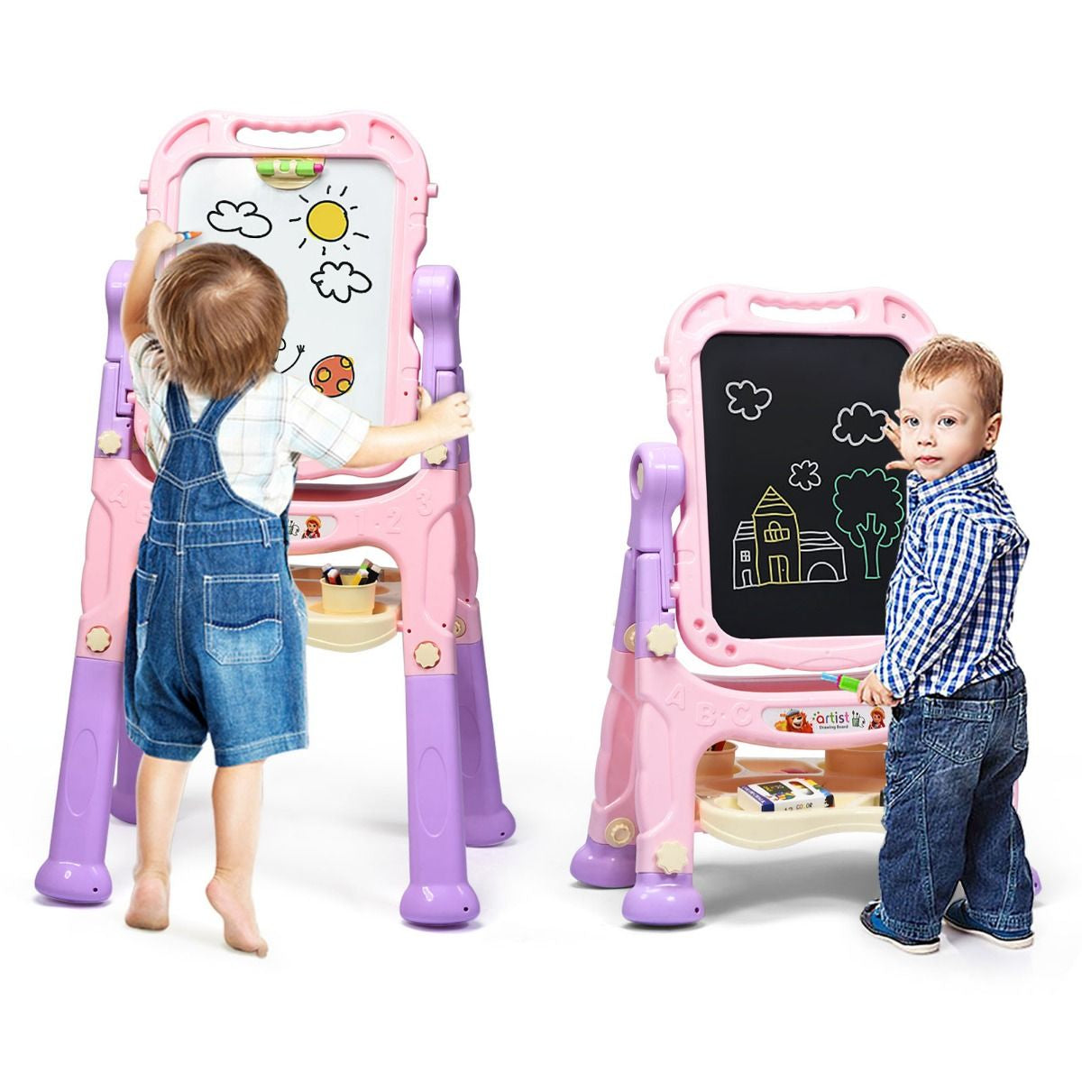 Kid'S Double Sided Boards Easel Magnetic Painting Art