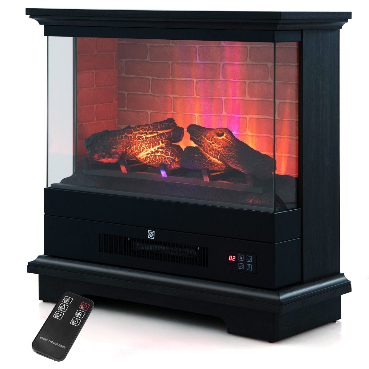 2000W Electric Fireplace Heater with 3-Level Vivid Flame