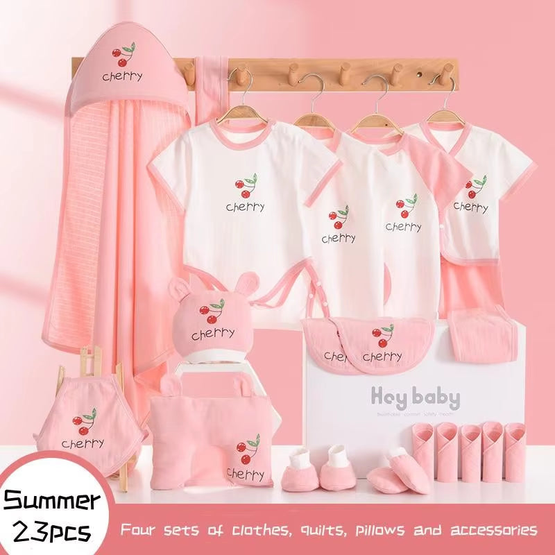 18/23/25Pieces Newborn Baby Clothes Pure Cotton Baby Clothes Set 0-6 Months Summer Kids Clothes Suit Unisex without Box