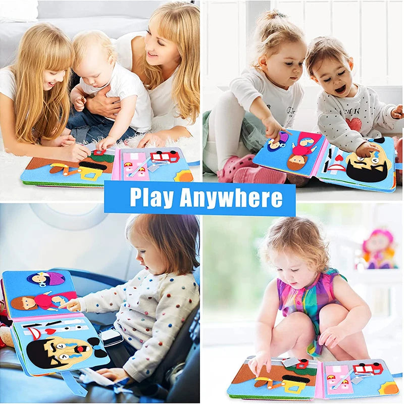 Montessori Baby Busy Board 3D Toddlers Story Cloth Book Sensory Toys for Babies Education Habits Toys Books for Kids from 0-3