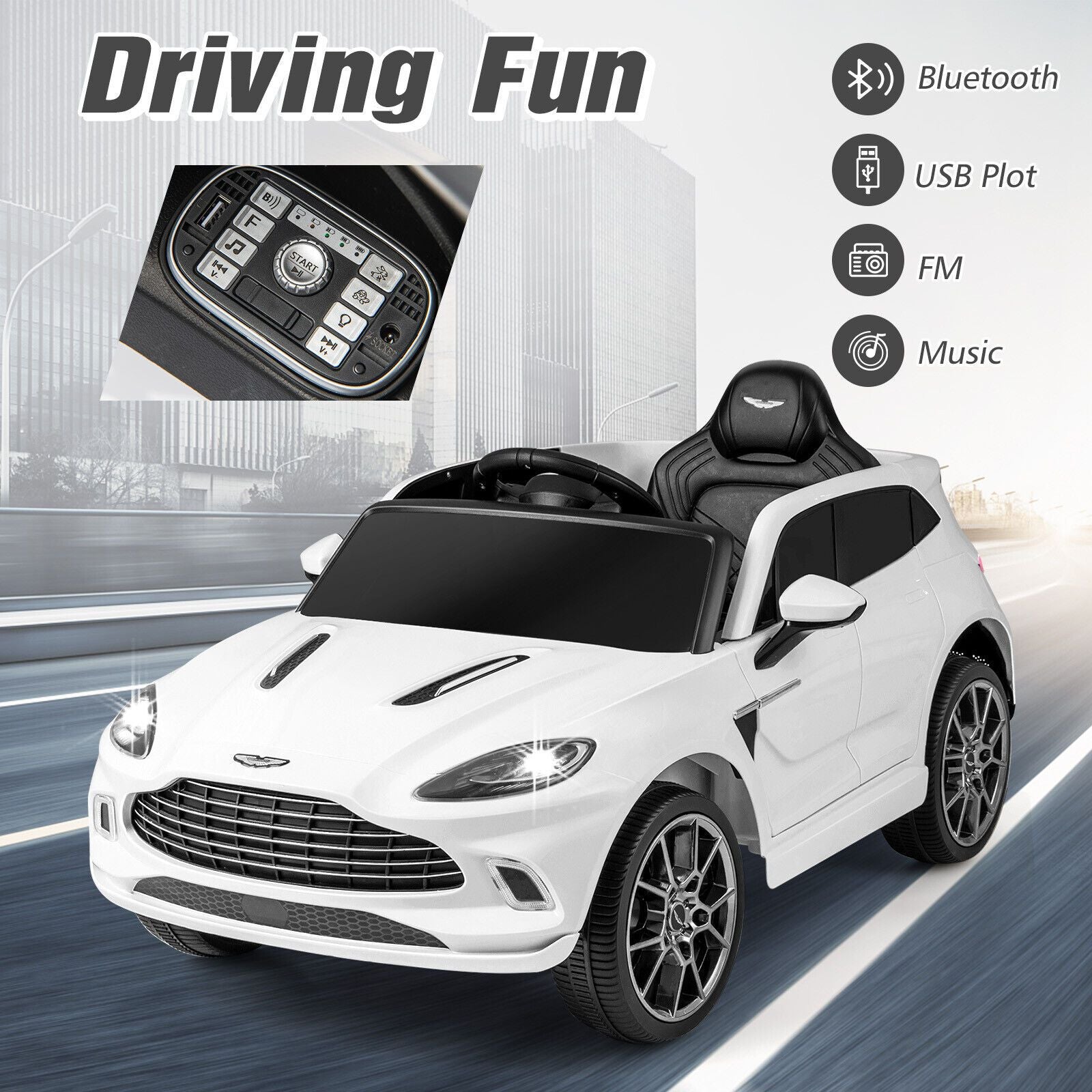 12V Licensed Aston Martin DBX Kids Ride on Car with Dual Lockable Doors