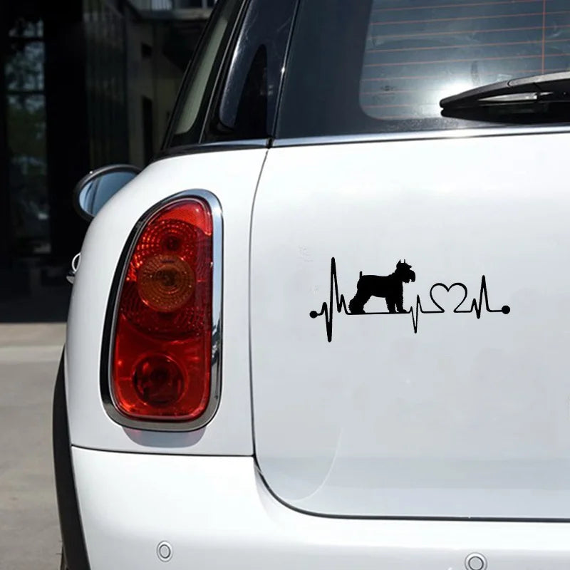 Car Sticker 3D 15.2*6.4CM Schnauzer Heartbeat Dog Funny Car Sticker Car Vinyl Laser Car Styling Bumper Decoration