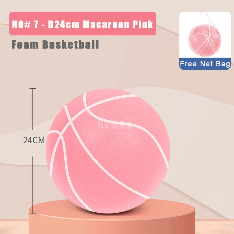 Bouncing Mute Ball Indoor Silent Basketball 24Cm Foam Basketball Silent Soft Ball Air Bounce Basket Ball Size 3/5/7 Sports Toy