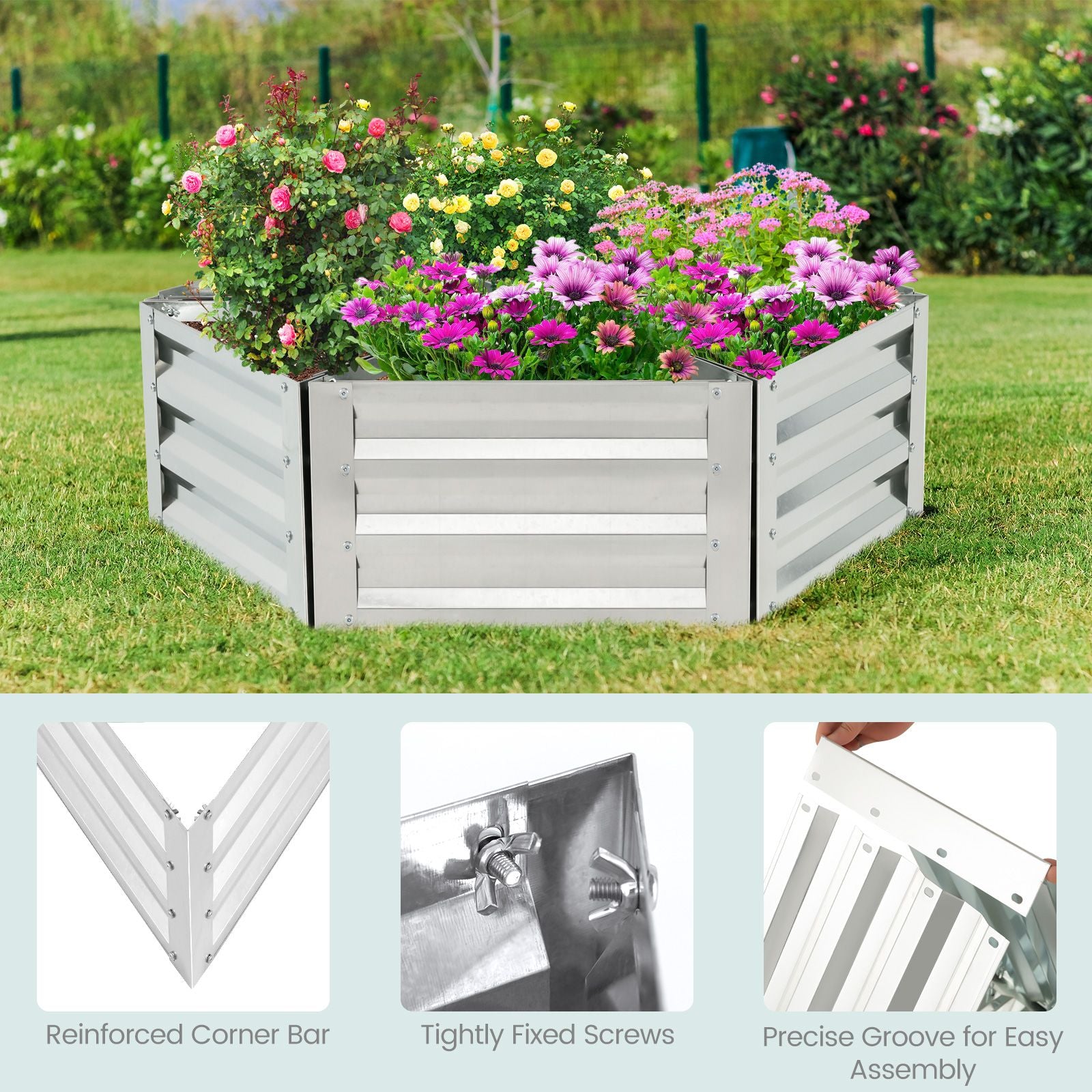 6 Pieces Triangular Galvanized Raised Garden Bed