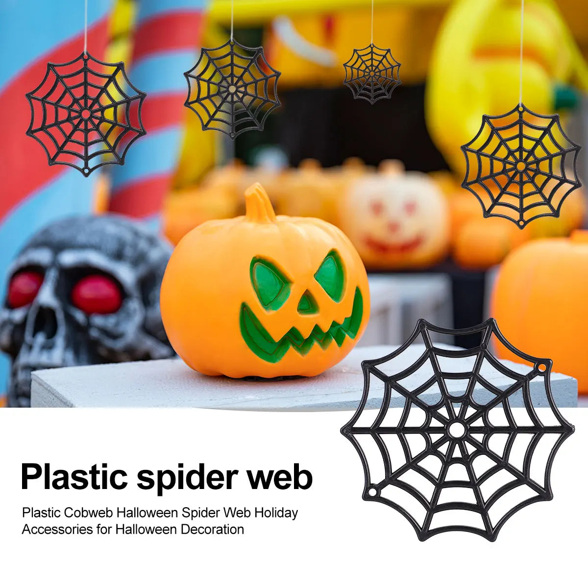 50Pcs Plastic Cobweb Halloween Spider Web Holiday Accessories for Halloween Decoration Black Halloween Cobweb Decorations