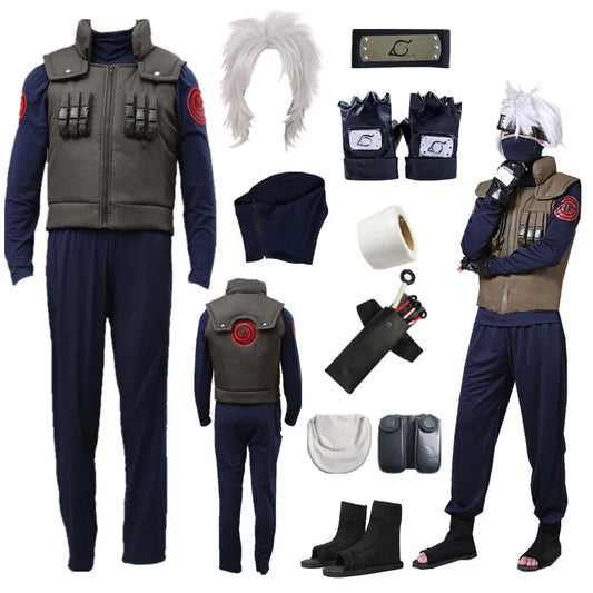 Anime Cosplay Hatake Kakashi Halloween Cosplay Green Vest Costume Full Comic Halloween Costume