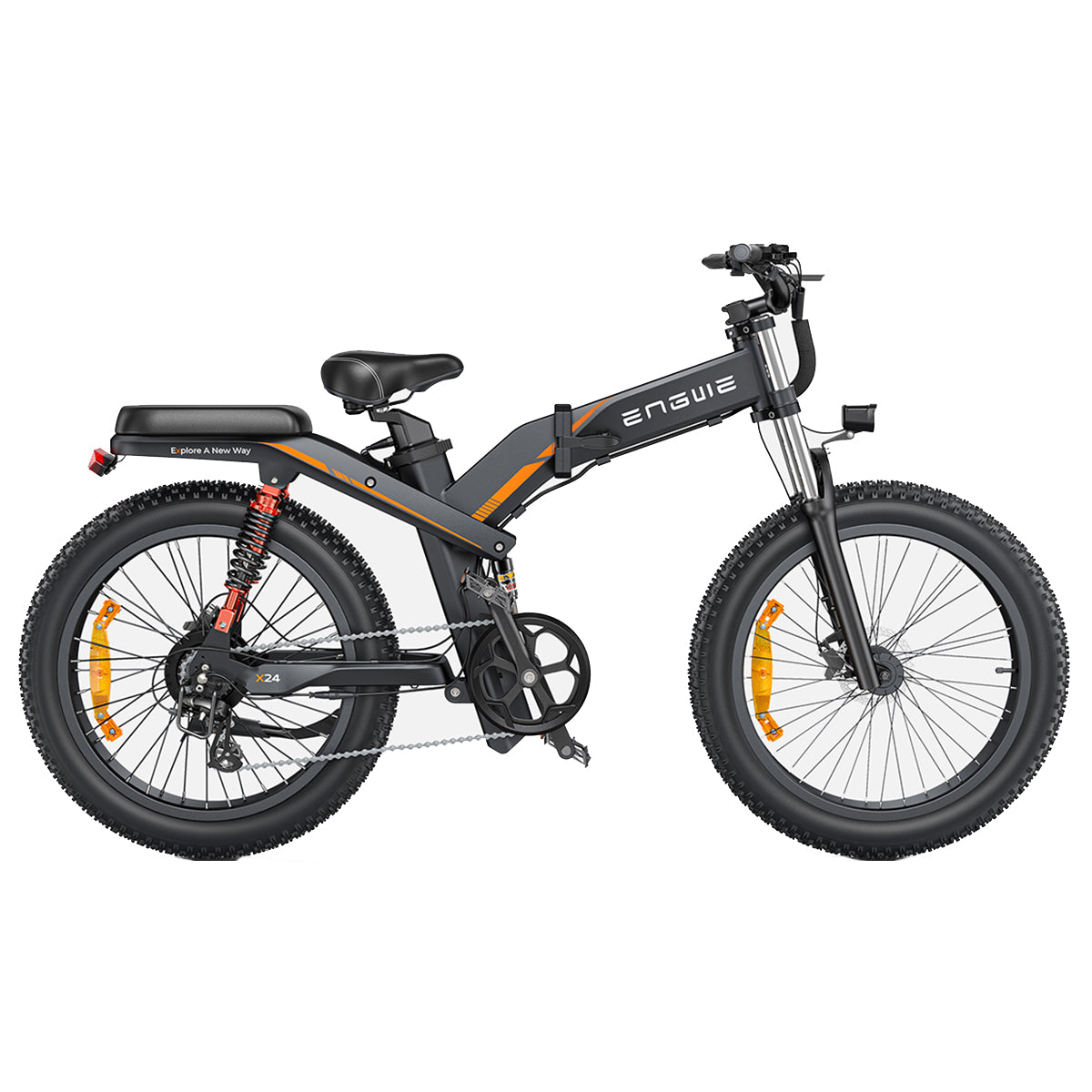 [UK DIRECT]  X24 19.2Ah+10Ah Dual Batteries 1000W Folding Electric Bike 24*4.0 Inch Fat Tire 100-150Km Mileage Range E Bike for Mountain Snowfield Road Triple Suspension System Dual Oil Disc Brake for All-Terrain Roads Mountain E-Bike