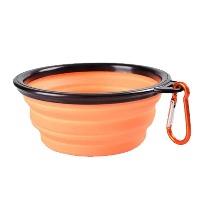 Collapsible Pet Silicone Dog Food Water Bowl Outdoor Camping Travel Portable Folding Supplies Dishes with Carabiner