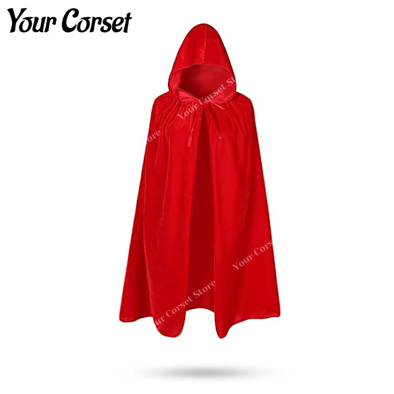 Cloak with Hood Halloween Little Red Riding Hood Costume for Women Vintage Velvet Cloak Cape with Hood Cosplay Halloween Costume