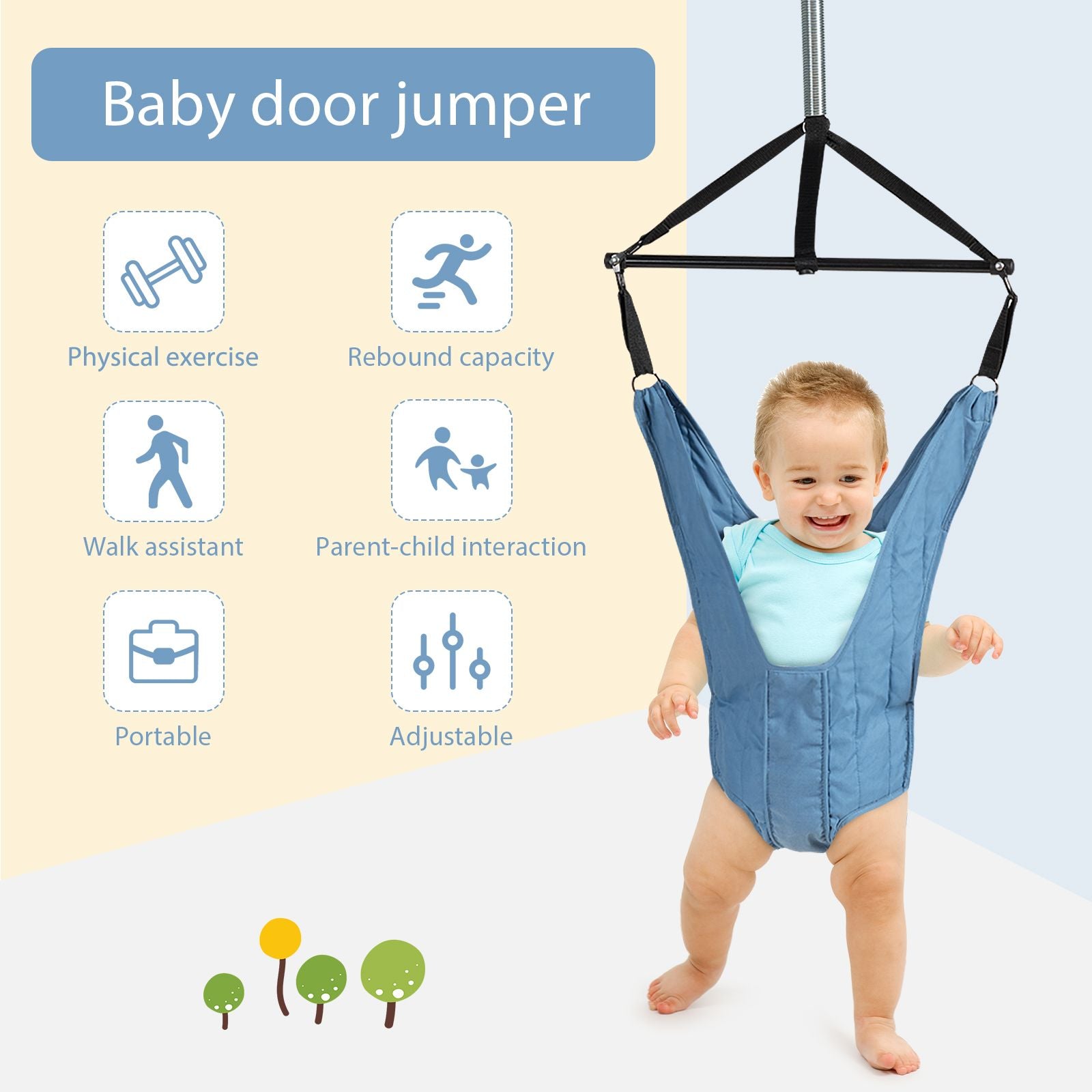 Baby Bouncer Jumper Exerciser with High-Strength Fixing Clamp