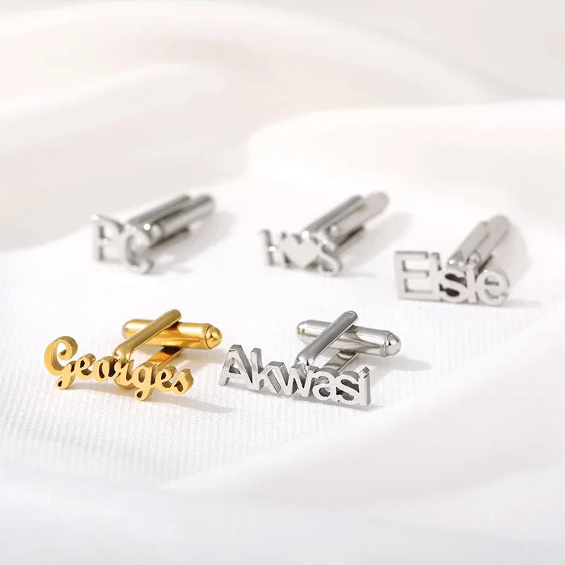 Personalized Customization 1Pair Men Fashion Cufflinks Wedding Date Cufflink Shirt Cuff Button Clip Gentleman Shirt Wedding Gift