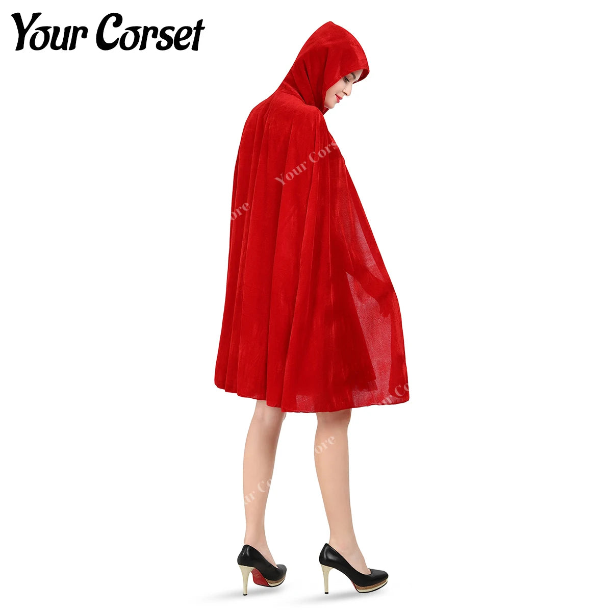 Cloak with Hood Halloween Little Red Riding Hood Costume for Women Vintage Velvet Cloak Cape with Hood Cosplay Halloween Costume