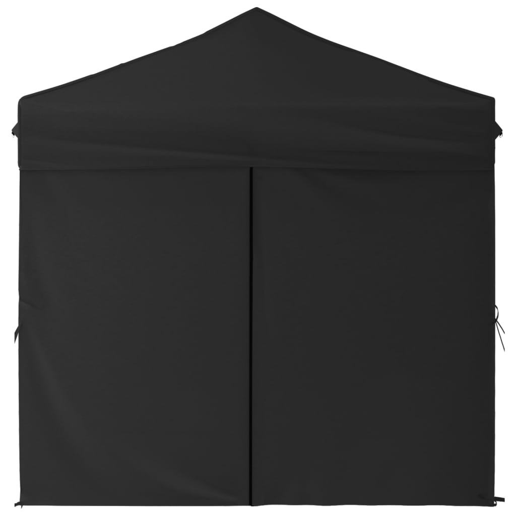 vidaXL Folding Party Tent with Sidewalls Black 2x2 m