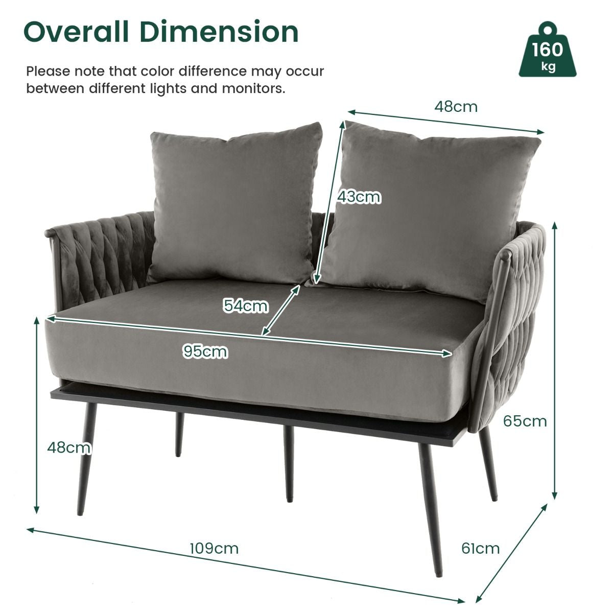 Modern Loveseat Sofa with Woven Back and Arms