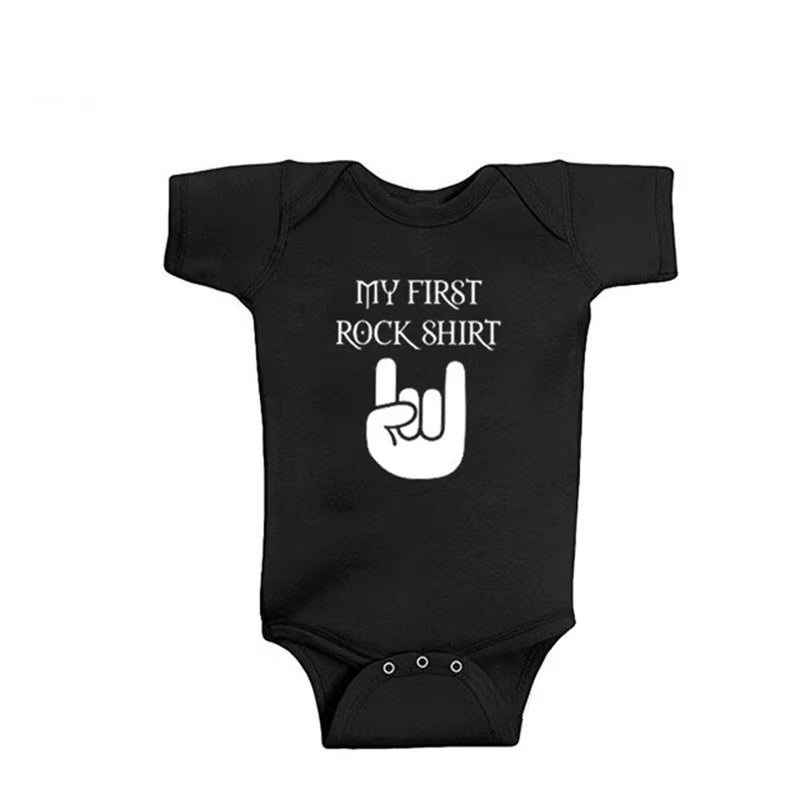 New Arrival Baby Clothes Rock Black Cotton Short Sleeve Baby Bodysuit Baby Boys Girls Clothes Funny Baby Clothing 0-18M