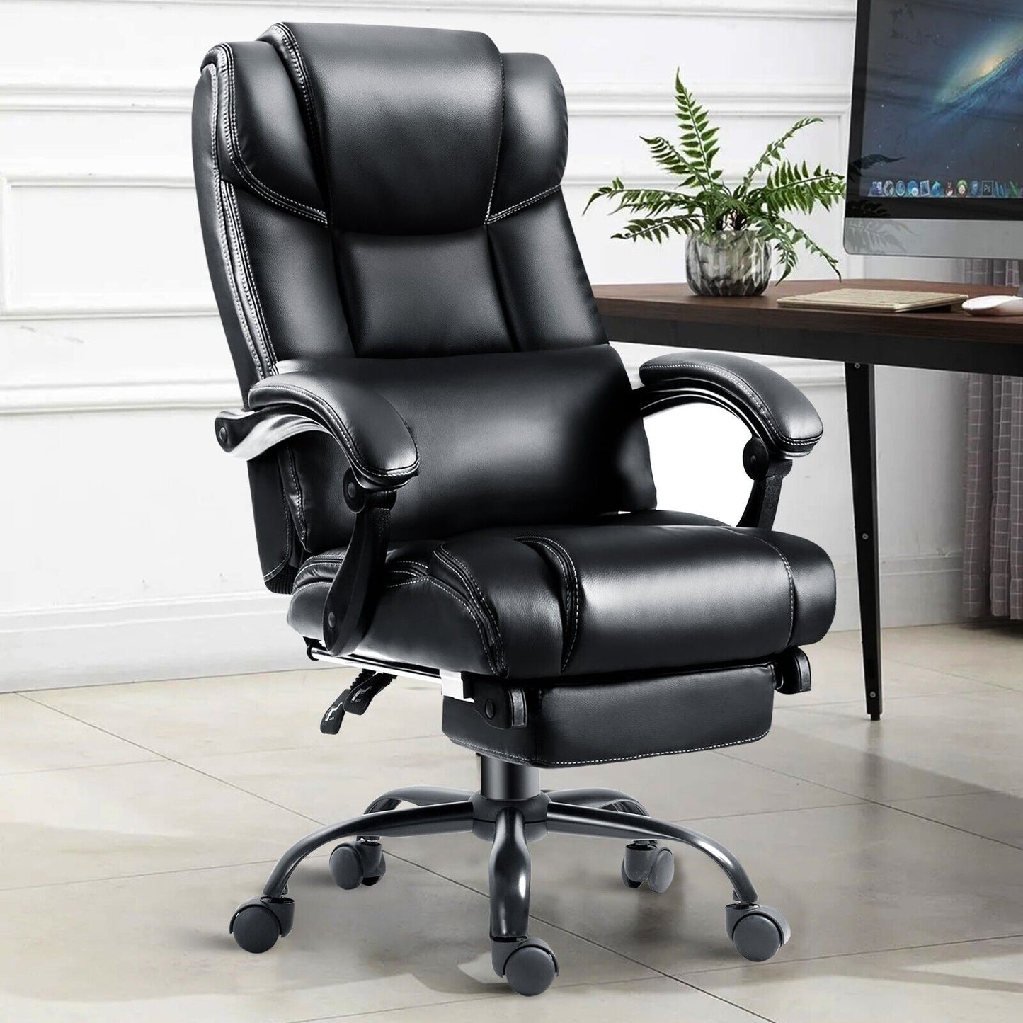 Executive Office Chair Leather Computer Desk Chair Swivel Recliner Gaming Chair