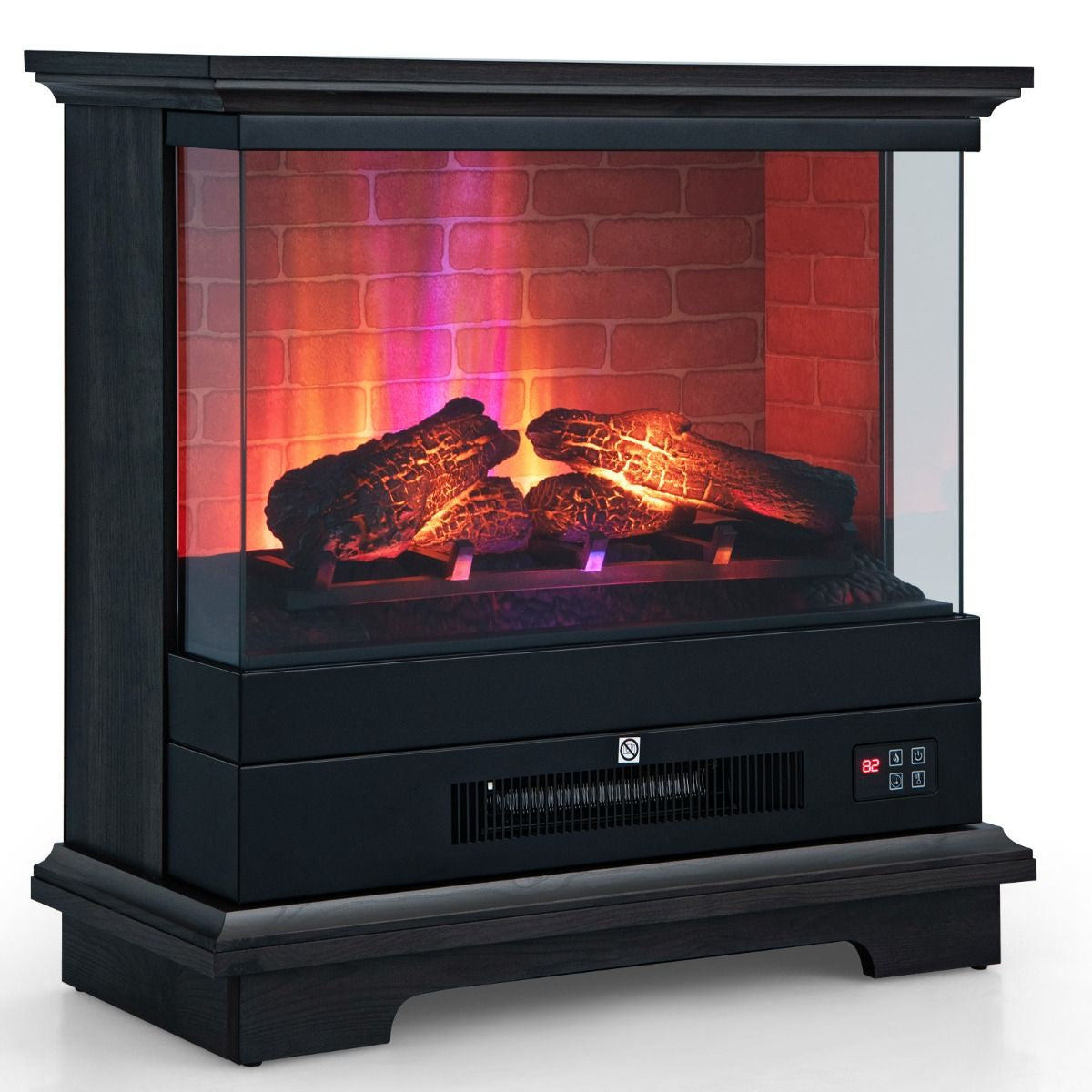 2000W Electric Fireplace Heater with 3-Level Vivid Flame