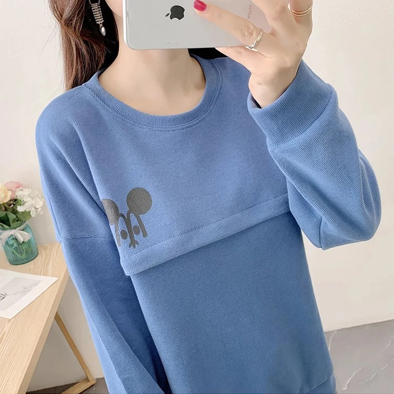 Pregnancy Clothes Autumn Breastfeeding Sweater Themselves for Nursing Mothers Breastfeeding Clothes Pregnant Clothes 9190