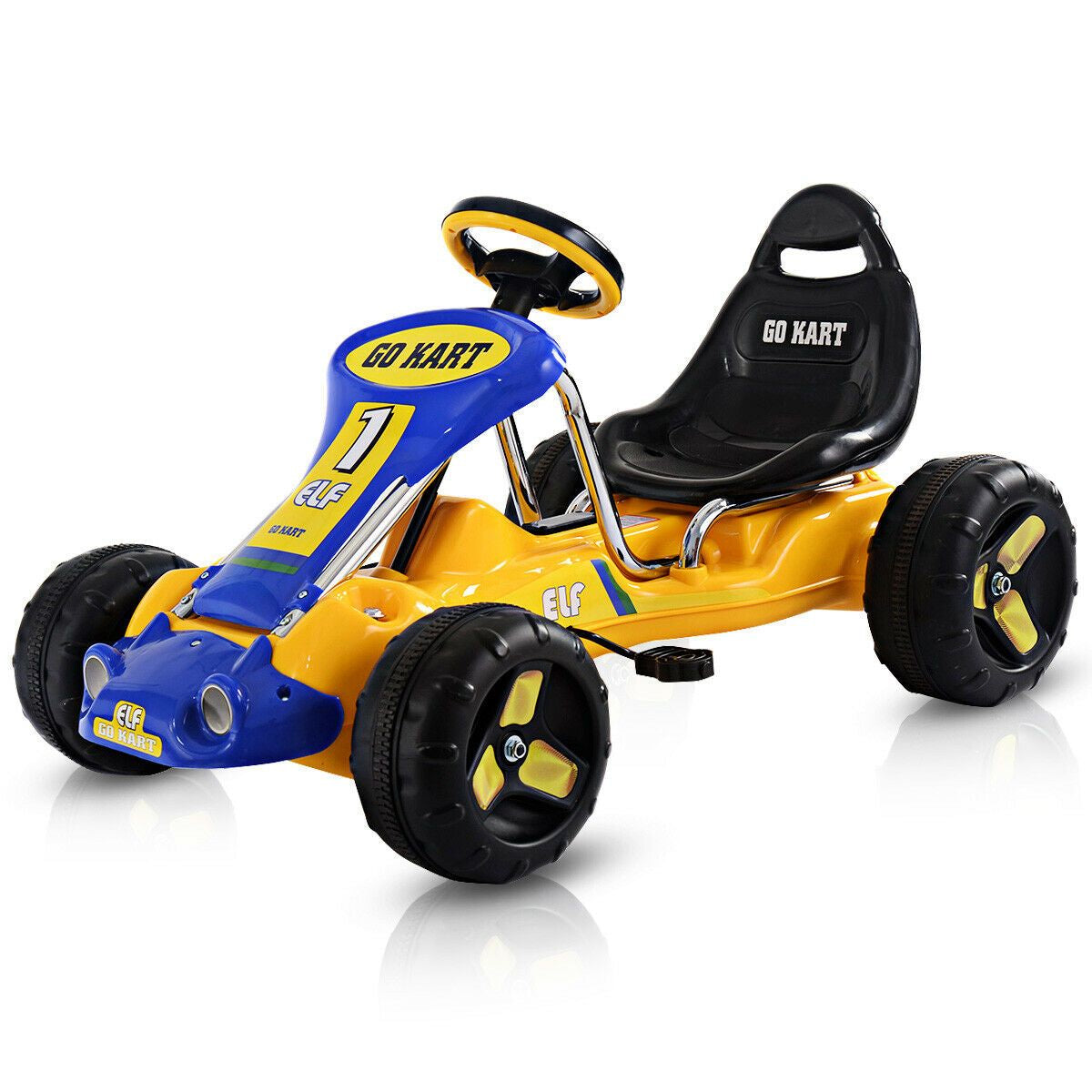 Kids Pedal Go Cart with Adjustable Seat and Non-Slip Wheels