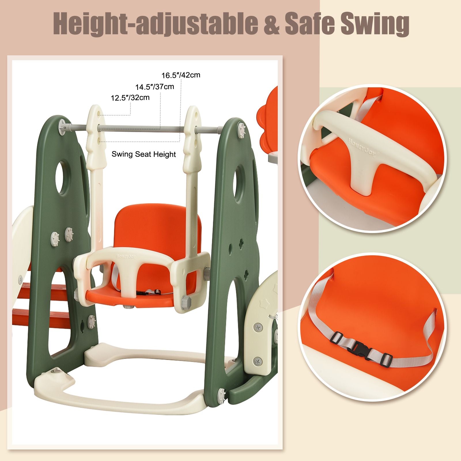 6 in 1 Toddler Slide and Swing Set with Adjustable Basketball Hoop for Indoor