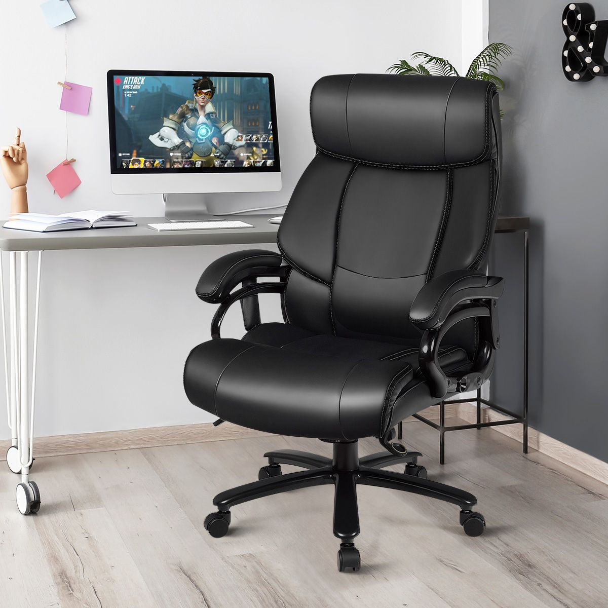 PU Leather Massage Office Chair with Thick Foam Cushion