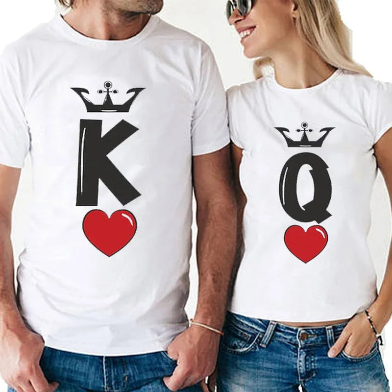 Short Sleeve Women 2021 New Summer Top White T Shirts Chic Couple Clothes Harajuku Women Men Matching Soulmate Basic T-Shirts