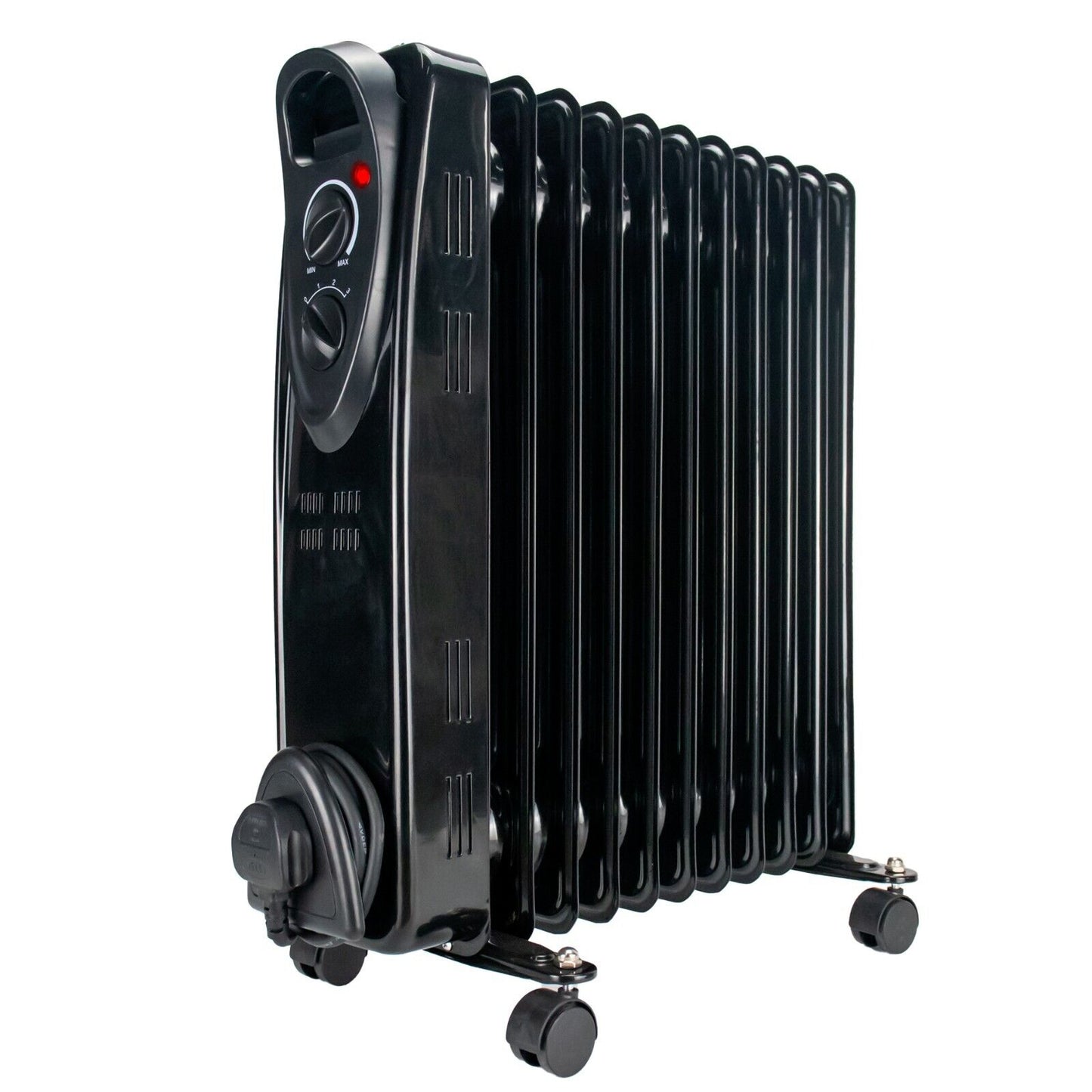 Oil Filled RADIATOR Heater BLACK Portable Electric Oil Heater & Thermostat 2500W