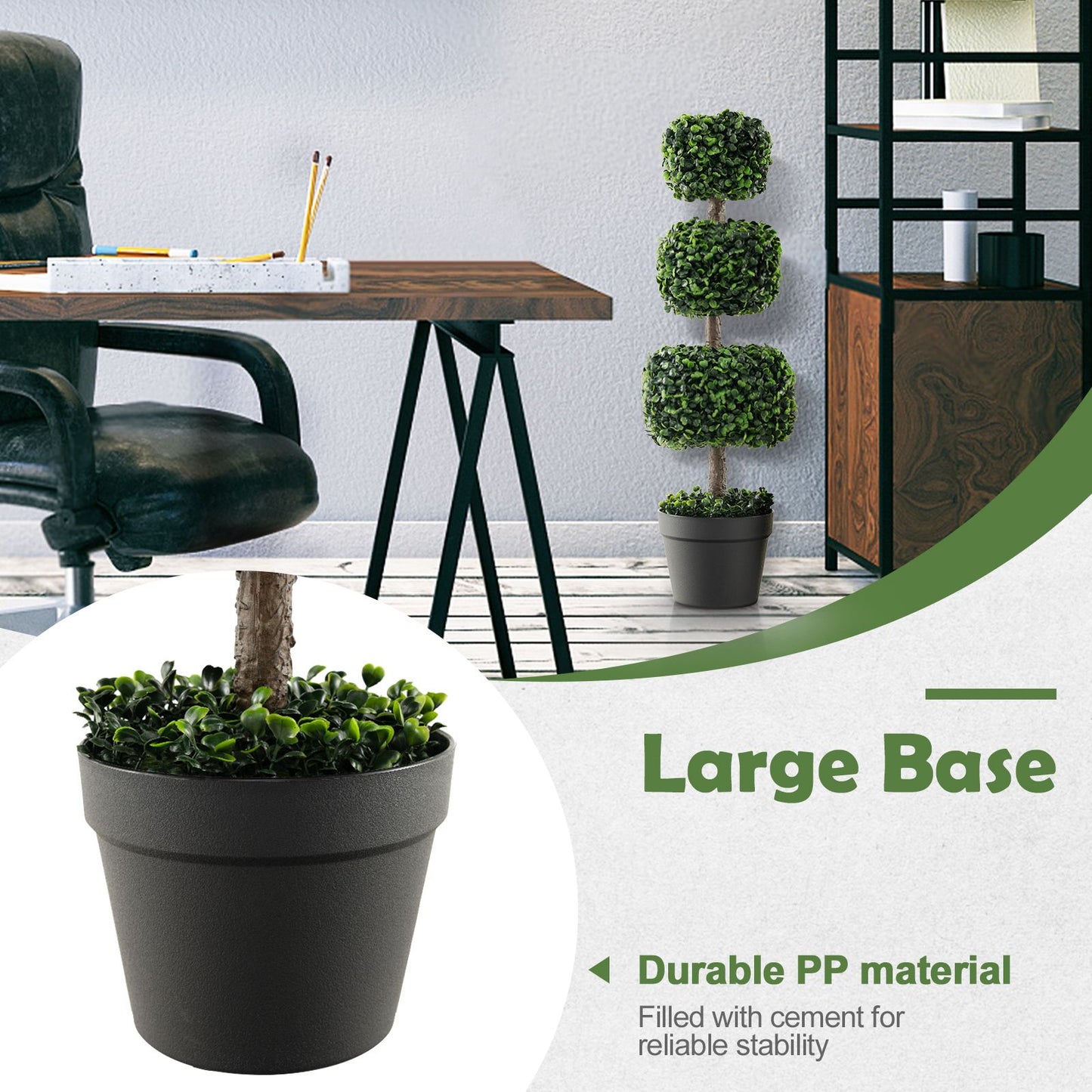 75Cm Artificial Boxwood Topiary Ball Tree with Cement-Filled Plastic Pot