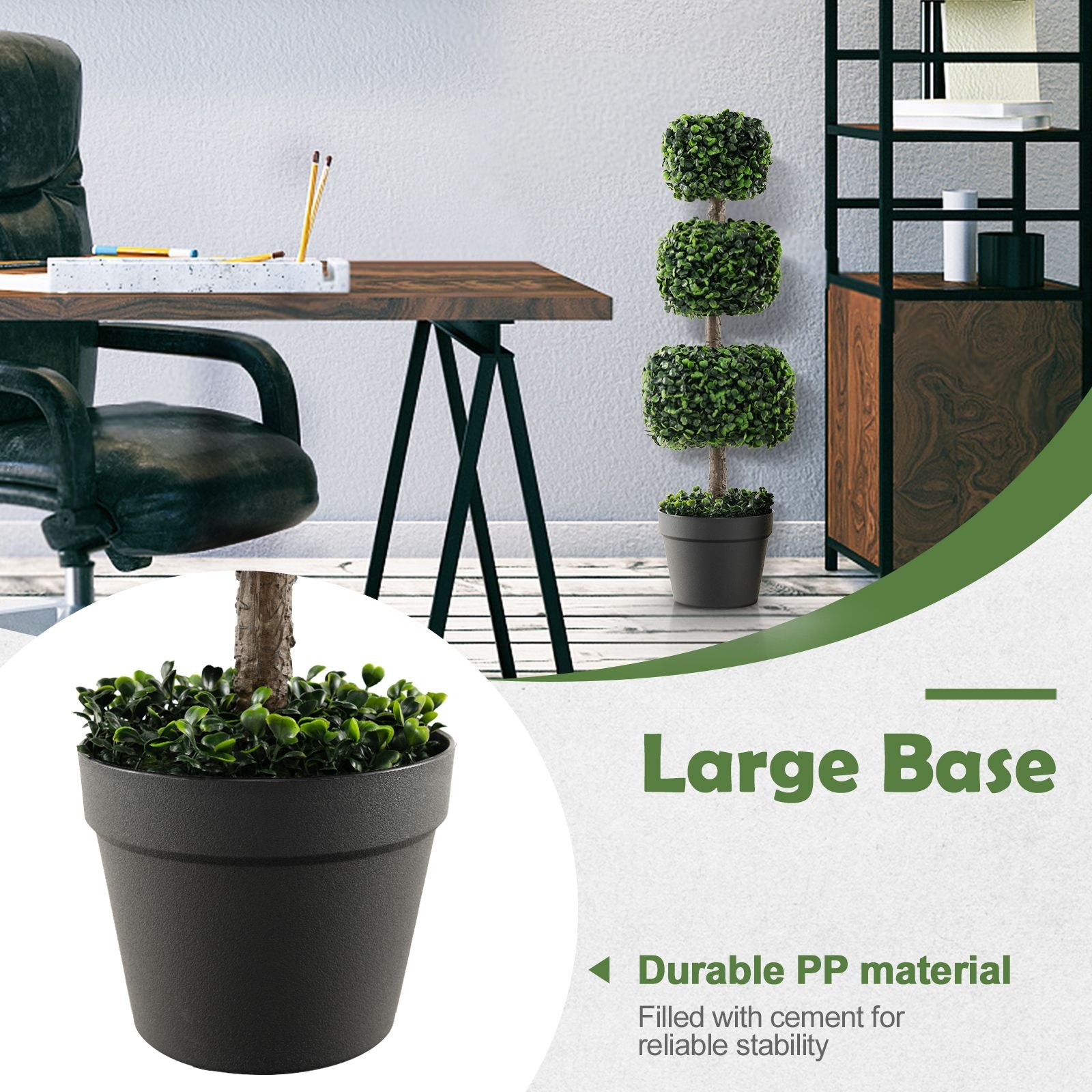 75Cm Artificial Boxwood Topiary Ball Tree with Cement-Filled Plastic Pot