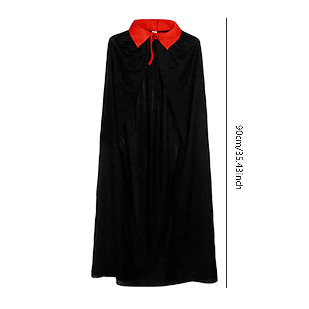 Halloween Reversible Black Red Velvet Hooded Cape