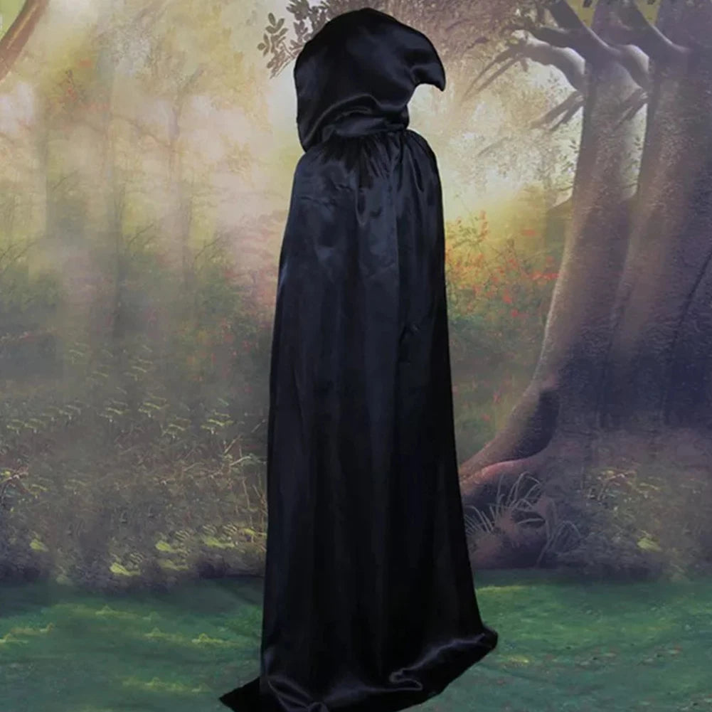 Halloween Reversible Black Red Velvet Hooded Cape