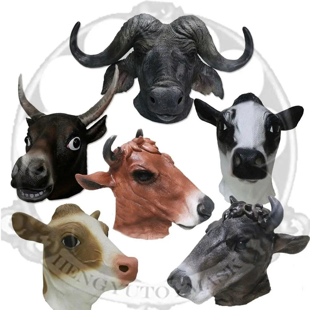 Cow Head Halloween Costume Party Prop Mask