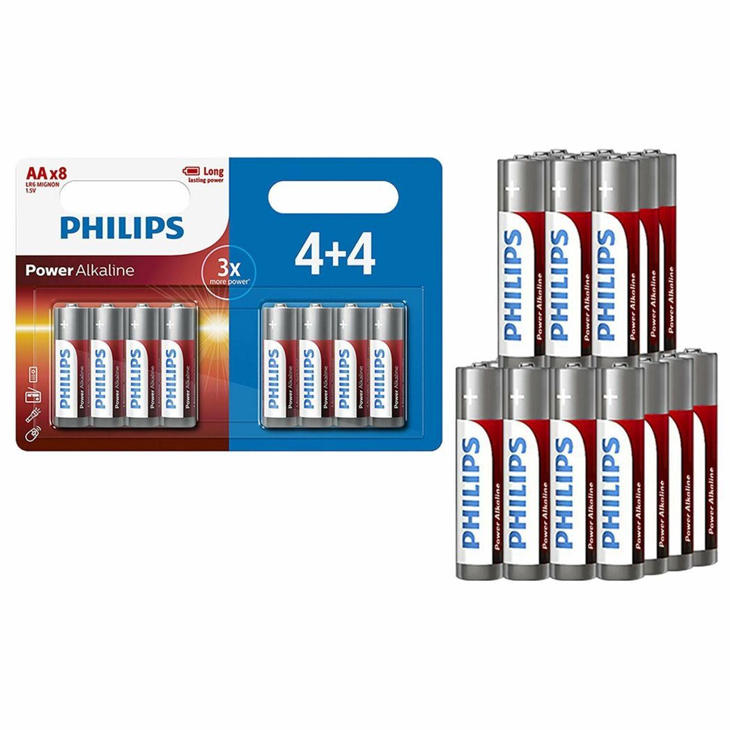 Phillips Power Alkaline Long Lasting Power Batteries, AAx8