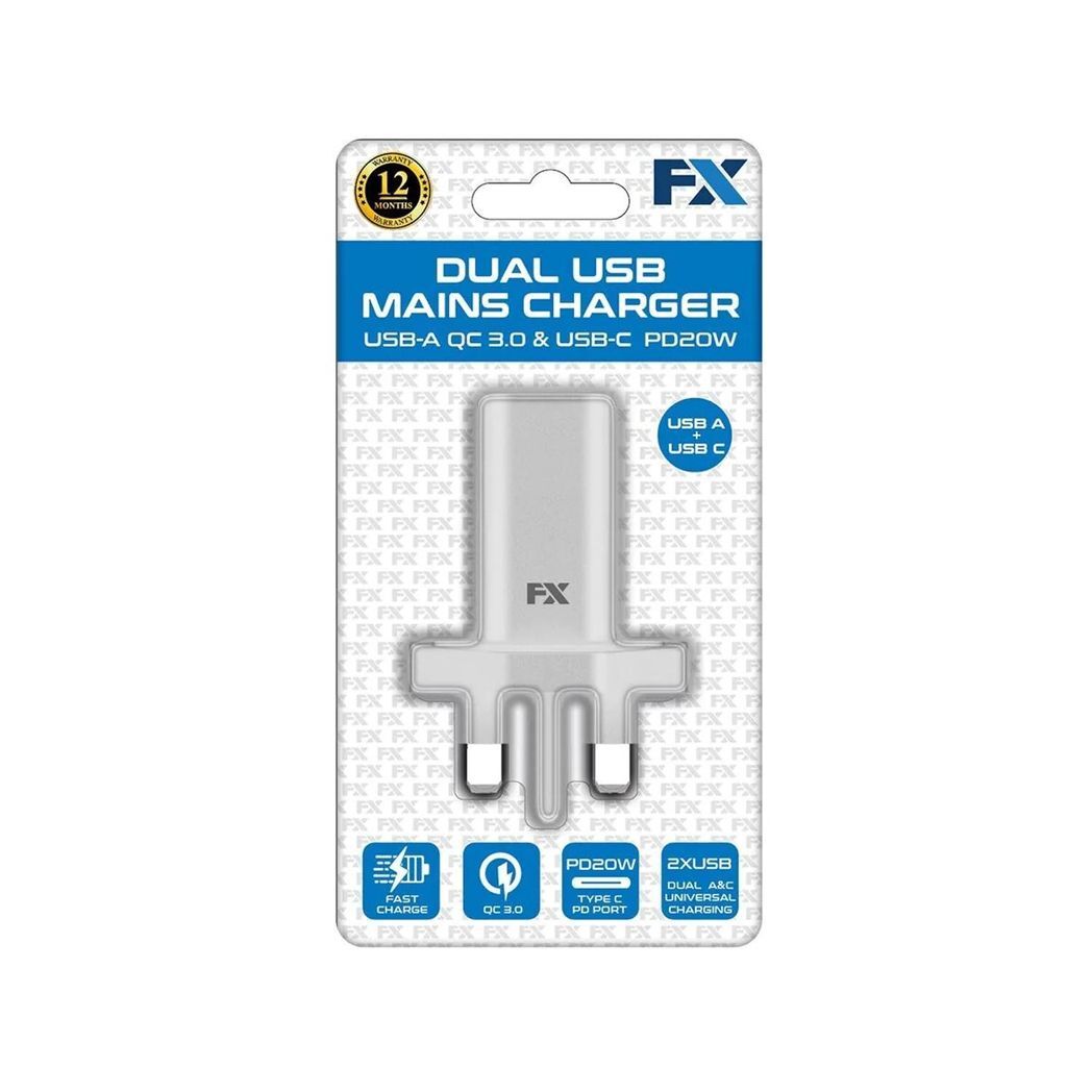 FX USB-C Mains Charger, PD20W Fast & Universal Compatible, White