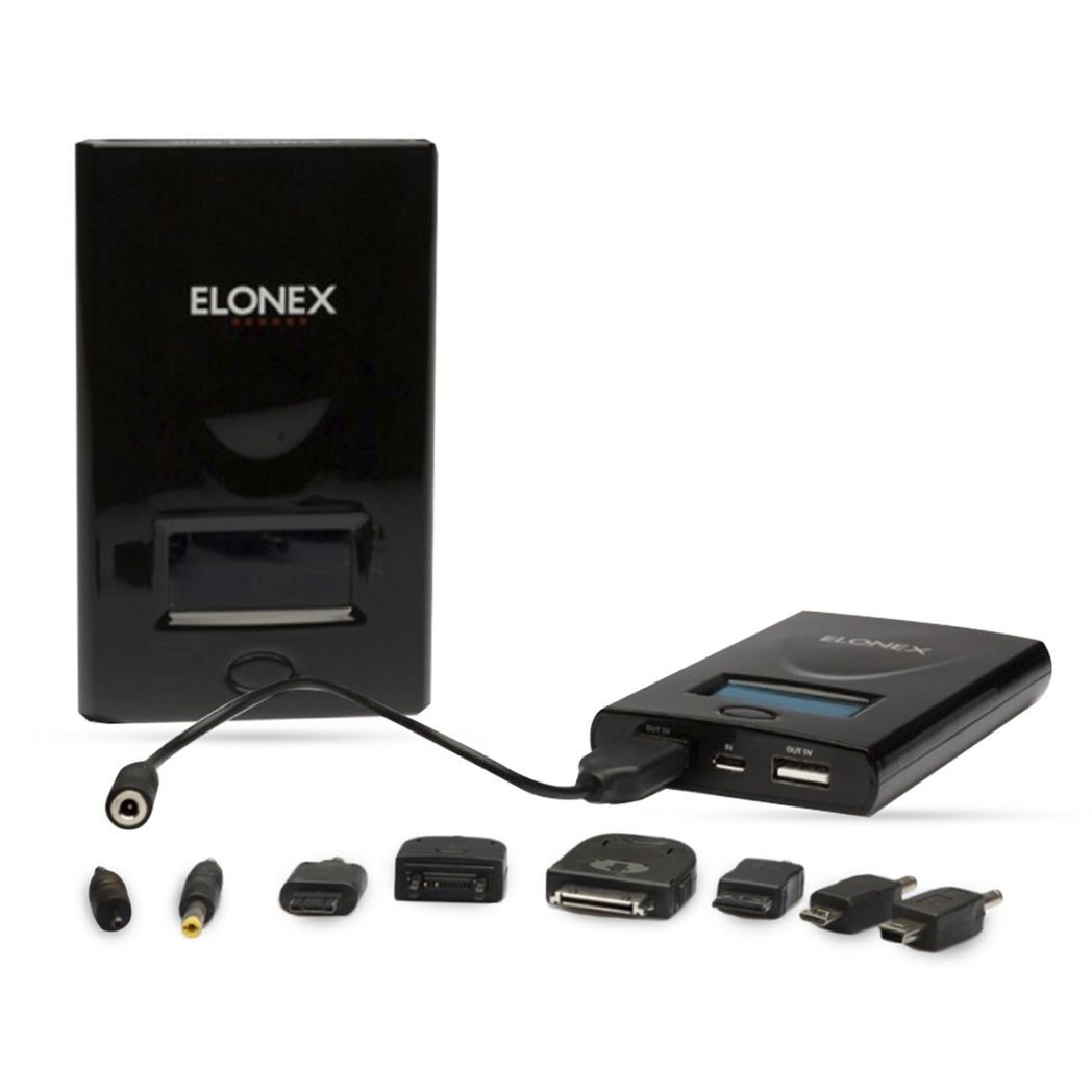 Portable ELONEX PowerBank 6000mAh with Smart LED Display for Mobile Phone, Black