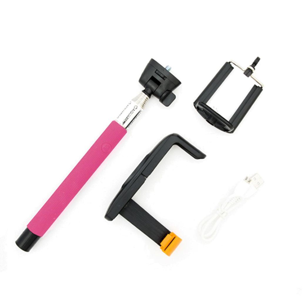 Aquarius Bluetooth Built-In Remote Camera Controls Expandable Selfie Stick, Pink