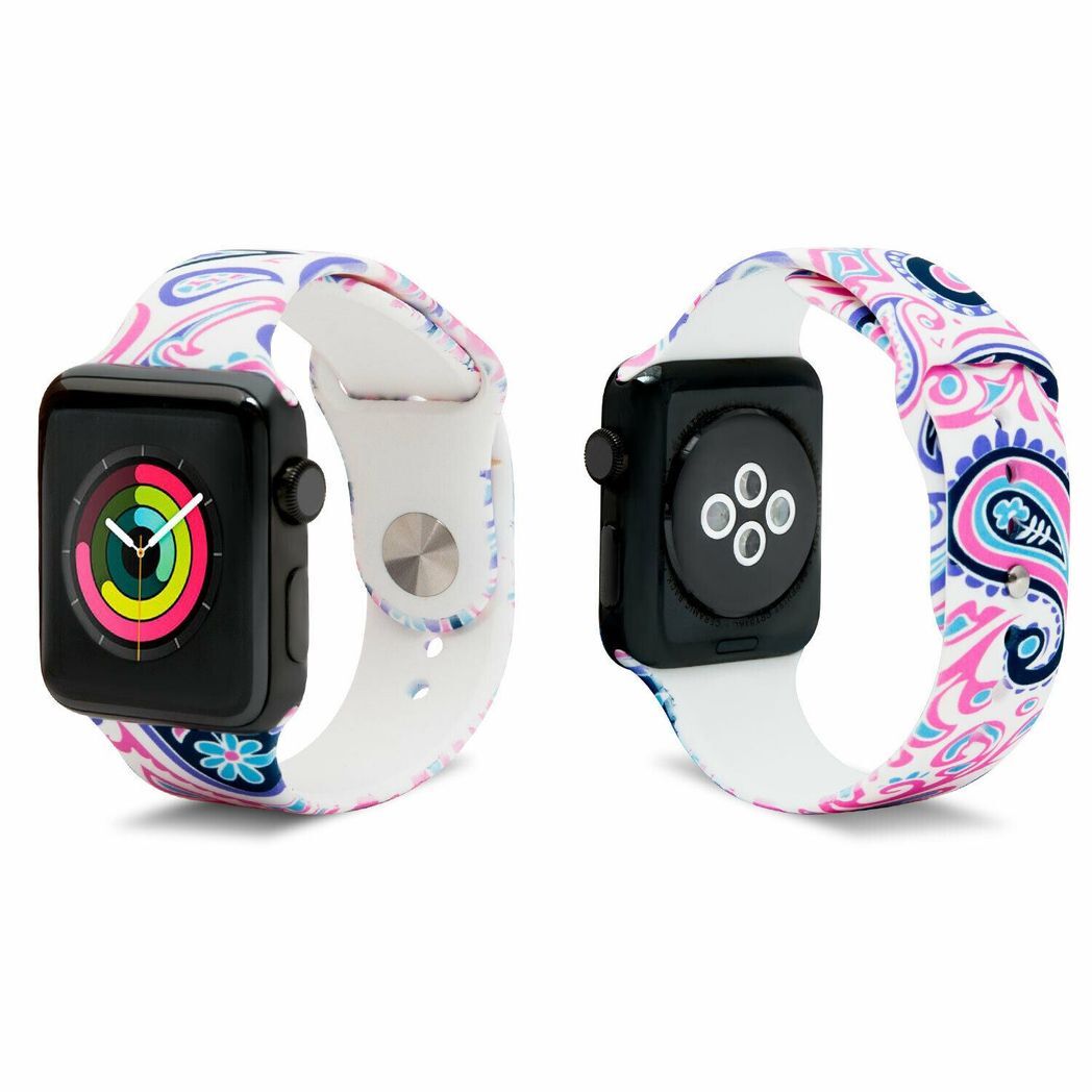 iWatch Silicone Sports Strap With Different Animal Prints, Rose or Skull Print