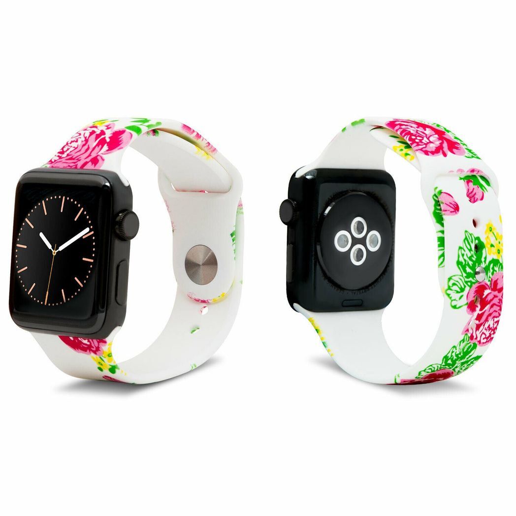 iWatch Silicone Sports Strap With Different Animal Prints, Rose or Skull Print