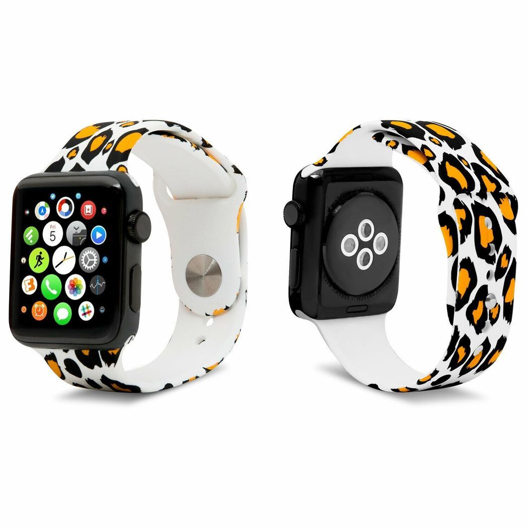 iWatch Silicone Sports Strap With Different Animal Prints, Rose or Skull Print