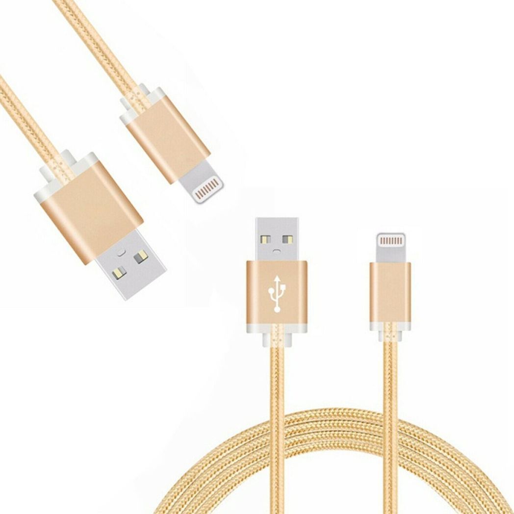 FX Powabud Nylon Braided USB Data Cable for Phone[Gold]