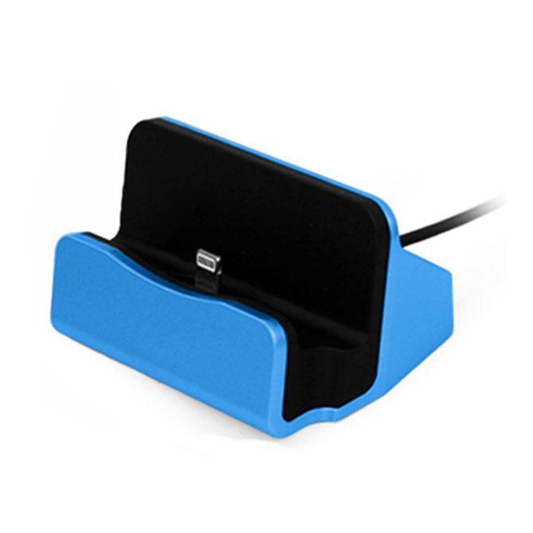 Aquarius Desktop Charging Dock with Braided Cables, Blue