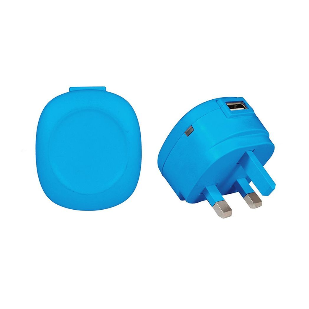 GVC 1A USB 3Pin Mains Eco-friendly Charger - Blue