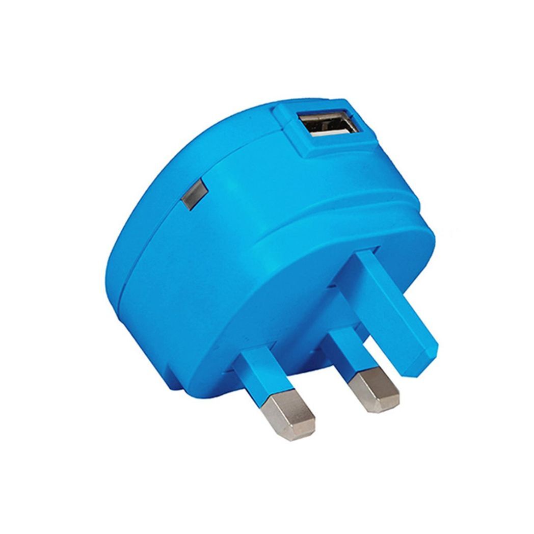 GVC 1A USB 3Pin Mains Eco-friendly Charger - Blue