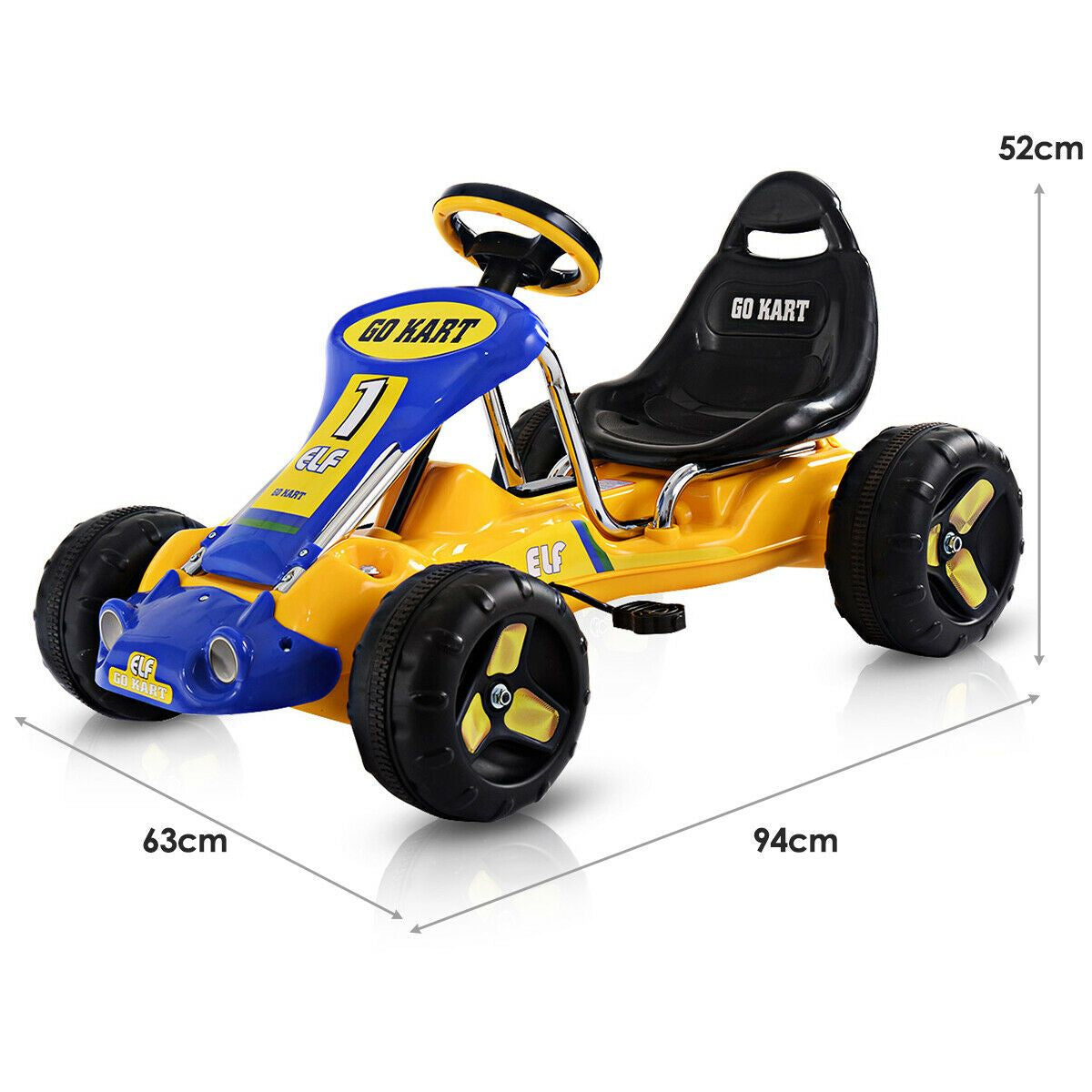 Kids Pedal Go Cart with Adjustable Seat and Non-Slip Wheels