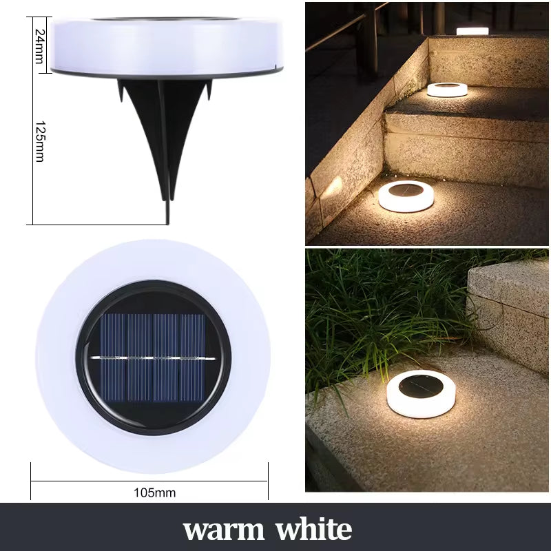 Solar Ground Lights Outdoor Decorations, 12LED Solar Garden Lights Waterproof, Solar Disk Lights for Yard, Pathway, Lawn, Patio